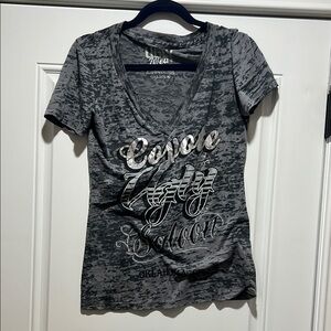 Coyote Ugly Graphic Fitted Gray Short Sleeve T-Shirt size L